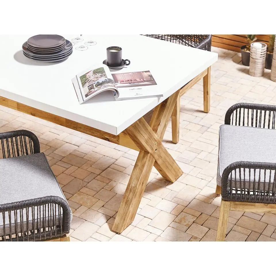 OLBIA - Tuintafel - Wit - 100 x 200 cm - Vezelcement