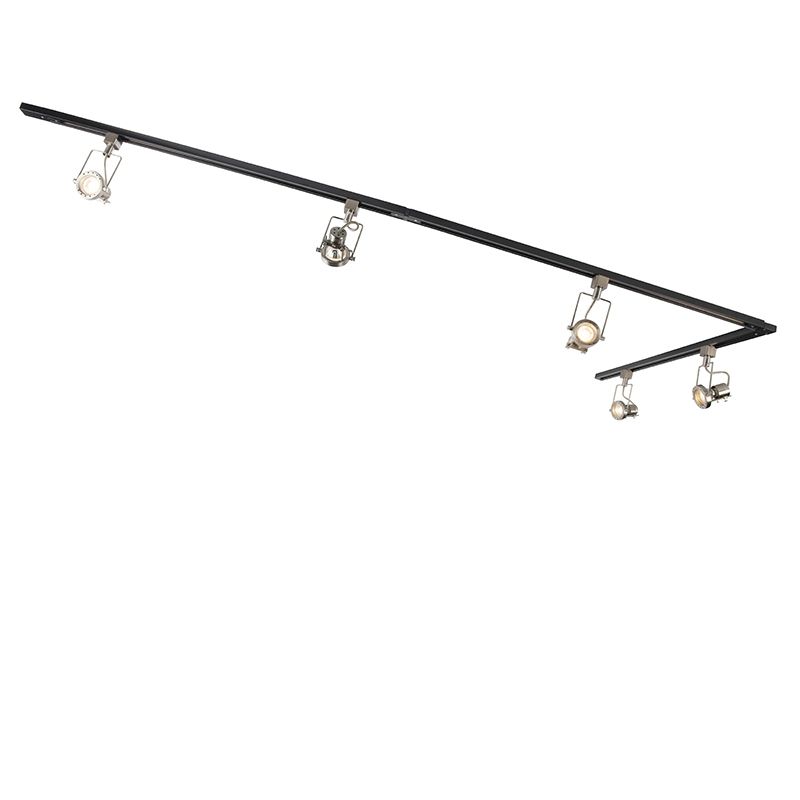 Modern railsysteem met 5 spots staal 1-fase  - Iconic Suplux
