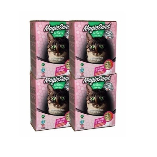 Pacote com 4 caixas de areia para gatos não aglomerantes com aroma de talco