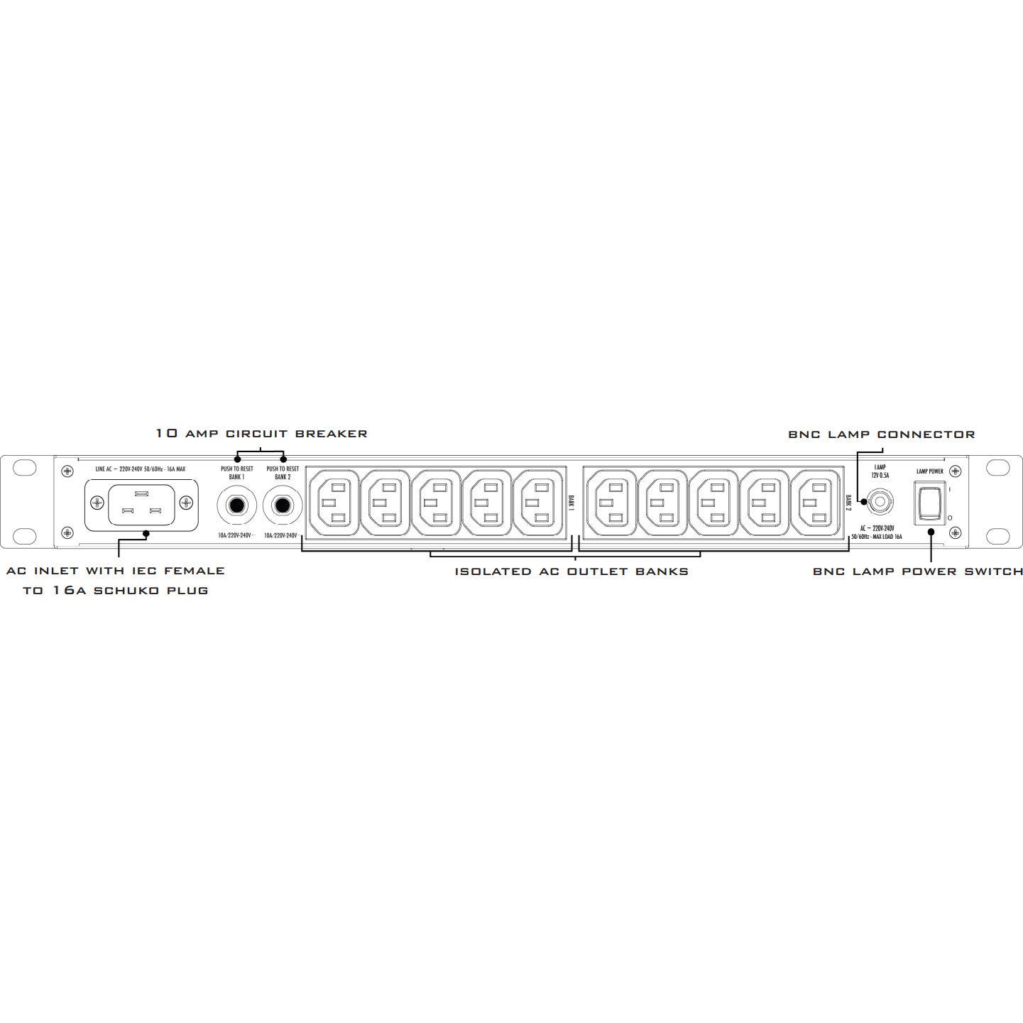 Furman PL-PRO DM C E 16A Power Conditioner Export met Volt/Ampèremeter 220V-240V