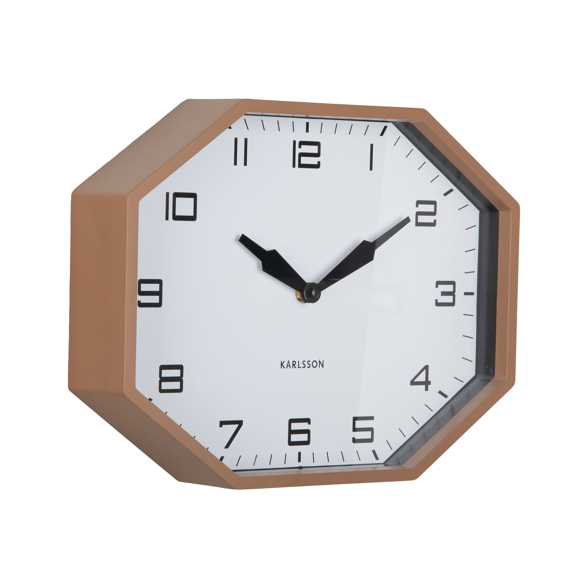 Wandklok Modern Factory Octagon Mokkabruin