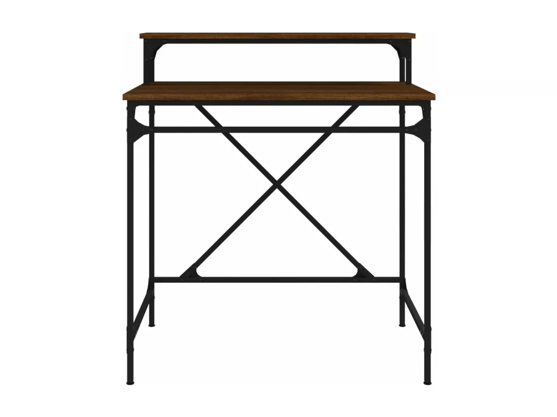 Bureau chêne marron 80x50x90 cm bois d'ingénierie et fer