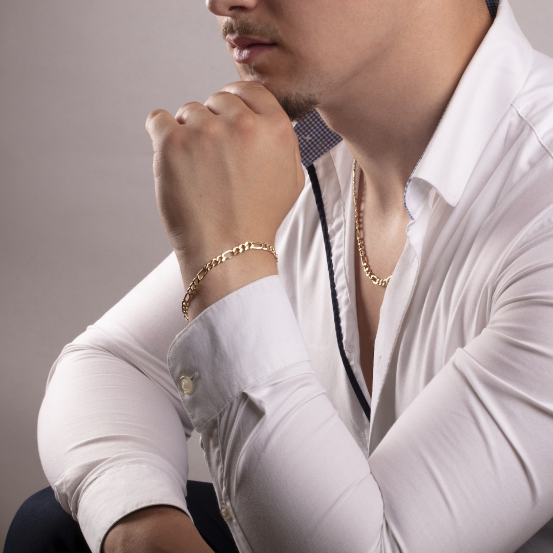 5.2mm Figaroarmband 750/18 K Gelbgold halbmassiv