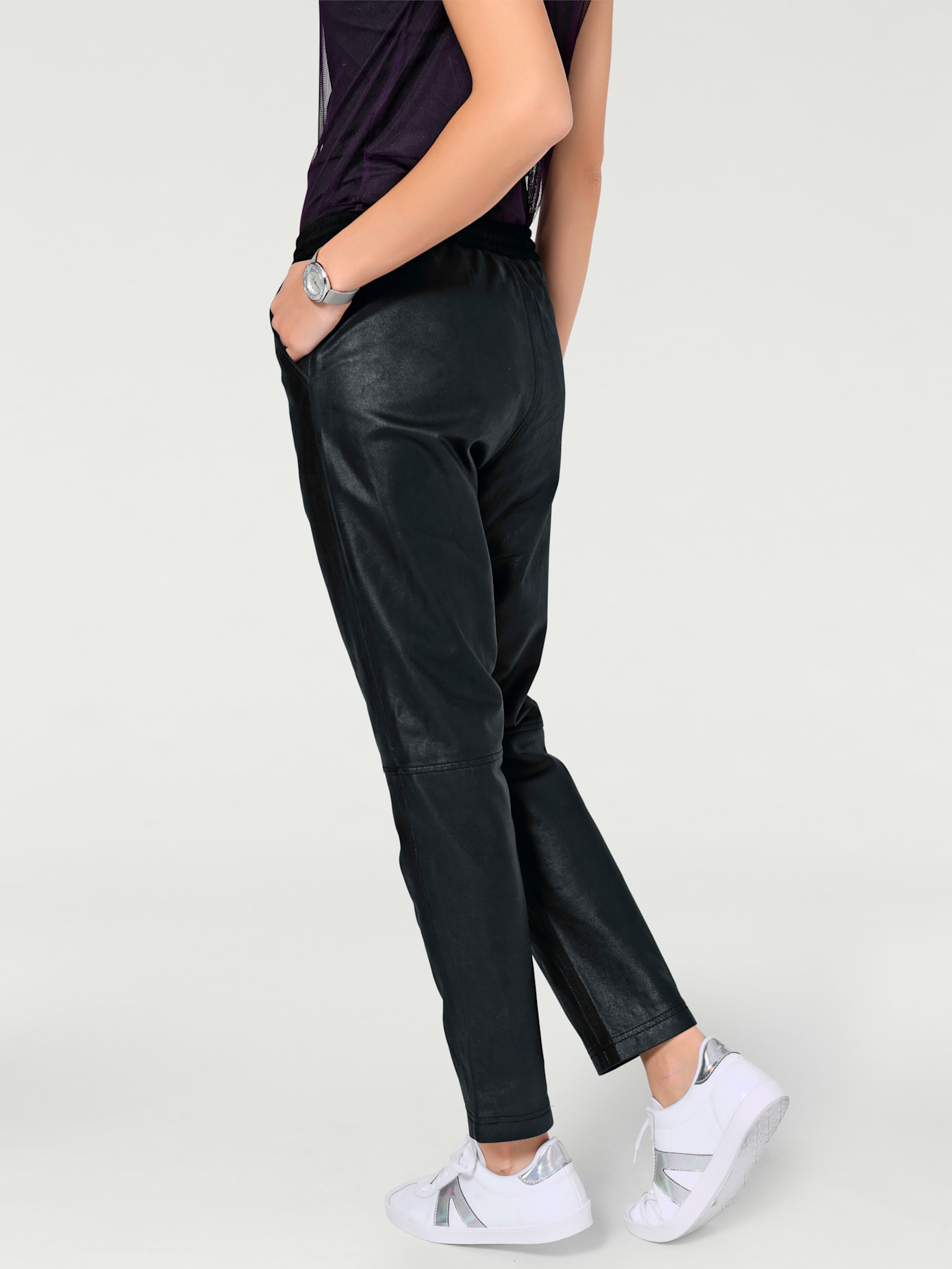 Pantalon de jogging en cuir forme jogging tendance