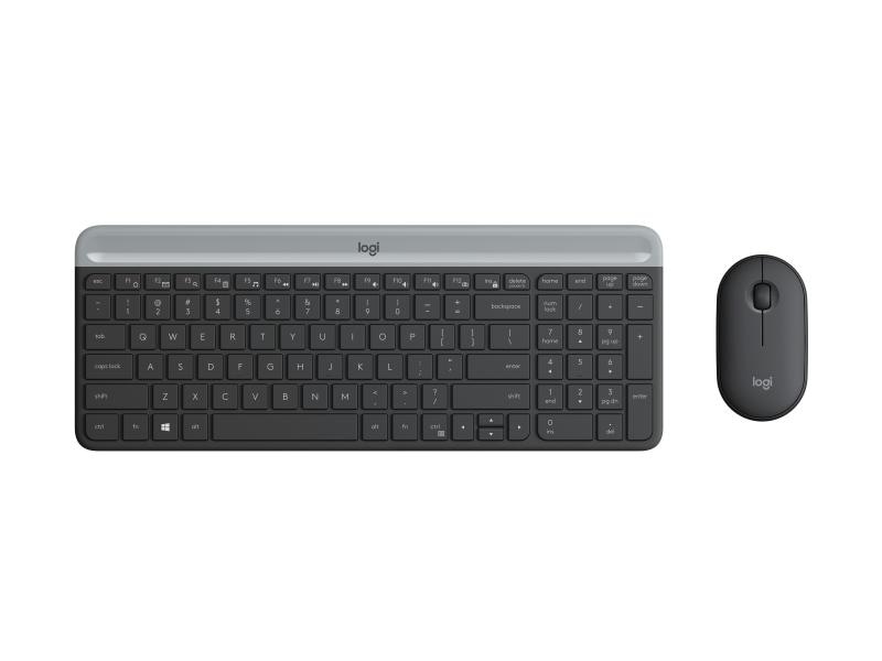 Logitech Tastatur-Maus-Set MK470 Graphite Kompaktes, kabelloses Tastatur-Maus-Set
