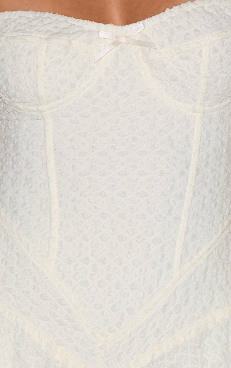 Crème Combi-short Jupe-culotte À Bretelles En Dentelle Texturée Vaporeuse