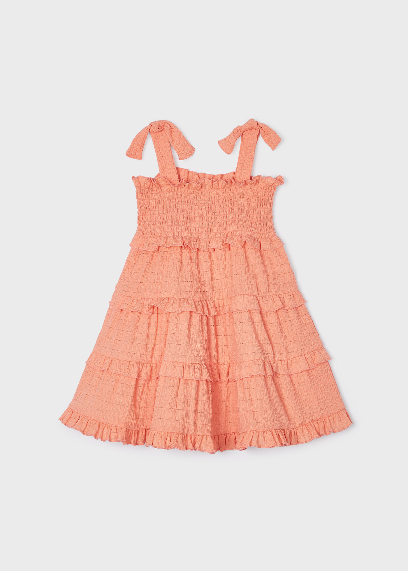 Vestido de alças com detalhes franzidos para meninas