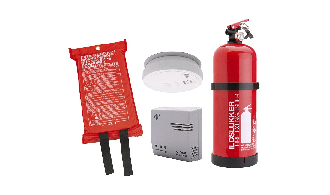 Sikkerhedspakke Brand/Røg/Gas 2kg pulverslukker