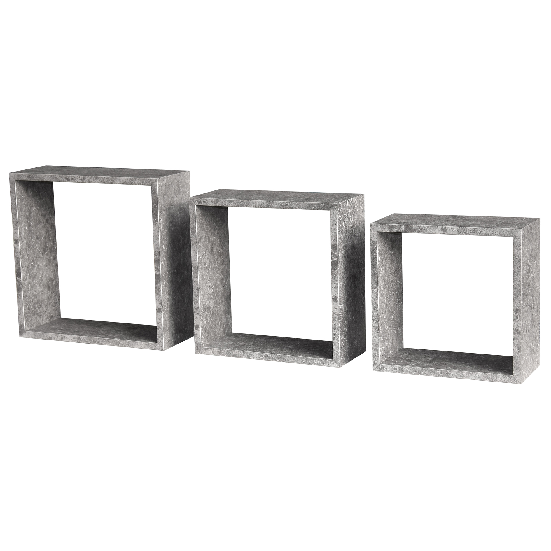 3er-Set Wandregal - Betonoptik - MDF
