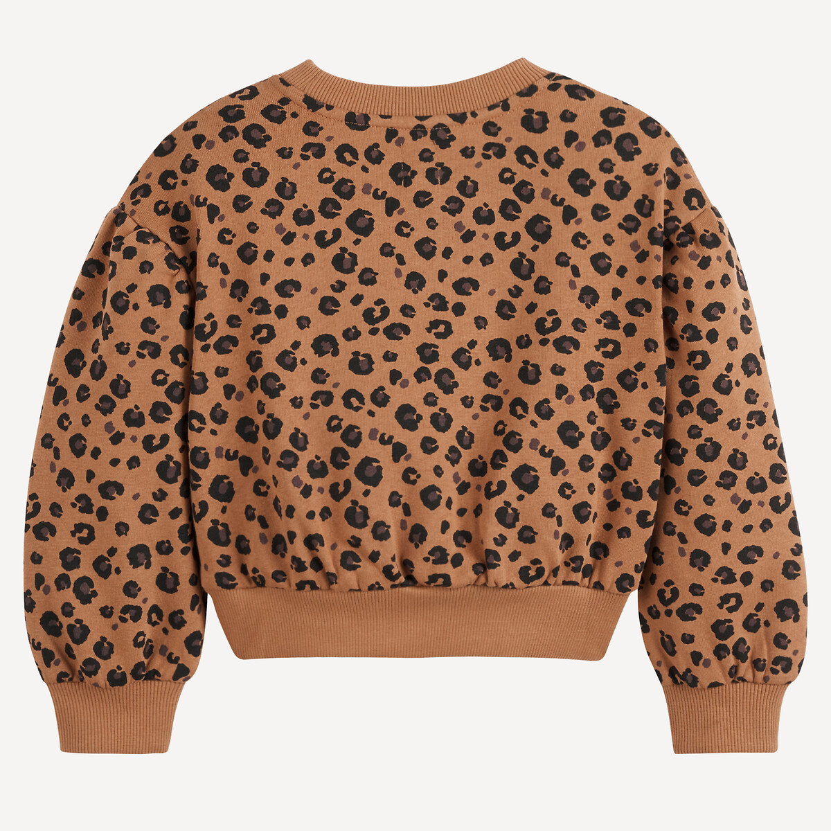 COLEÇÕES LA REDOUTE<br>Suéter com gola redonda e estampa de leopardo, em fleece