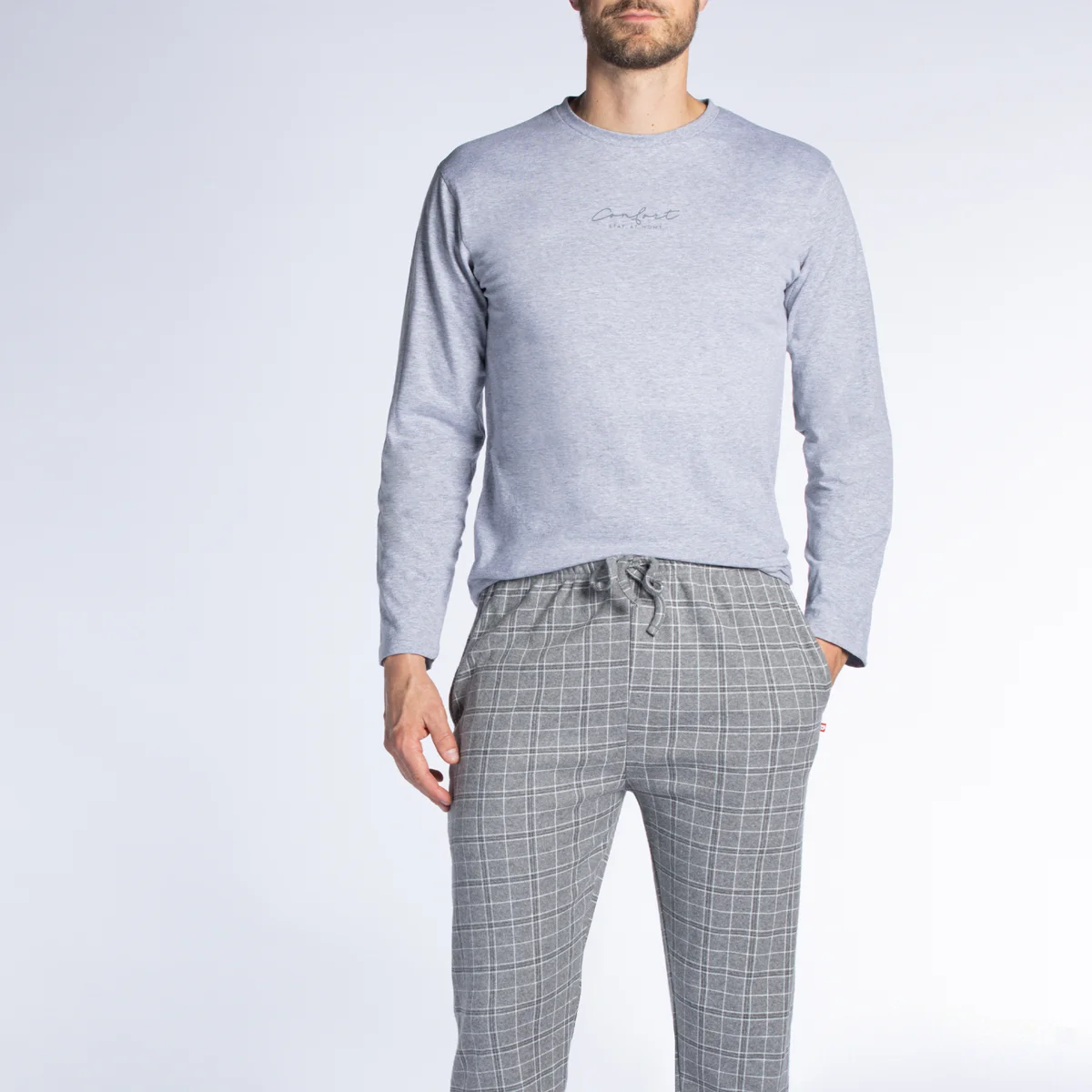 Pyjama homme FORT gris chiné/imprimé