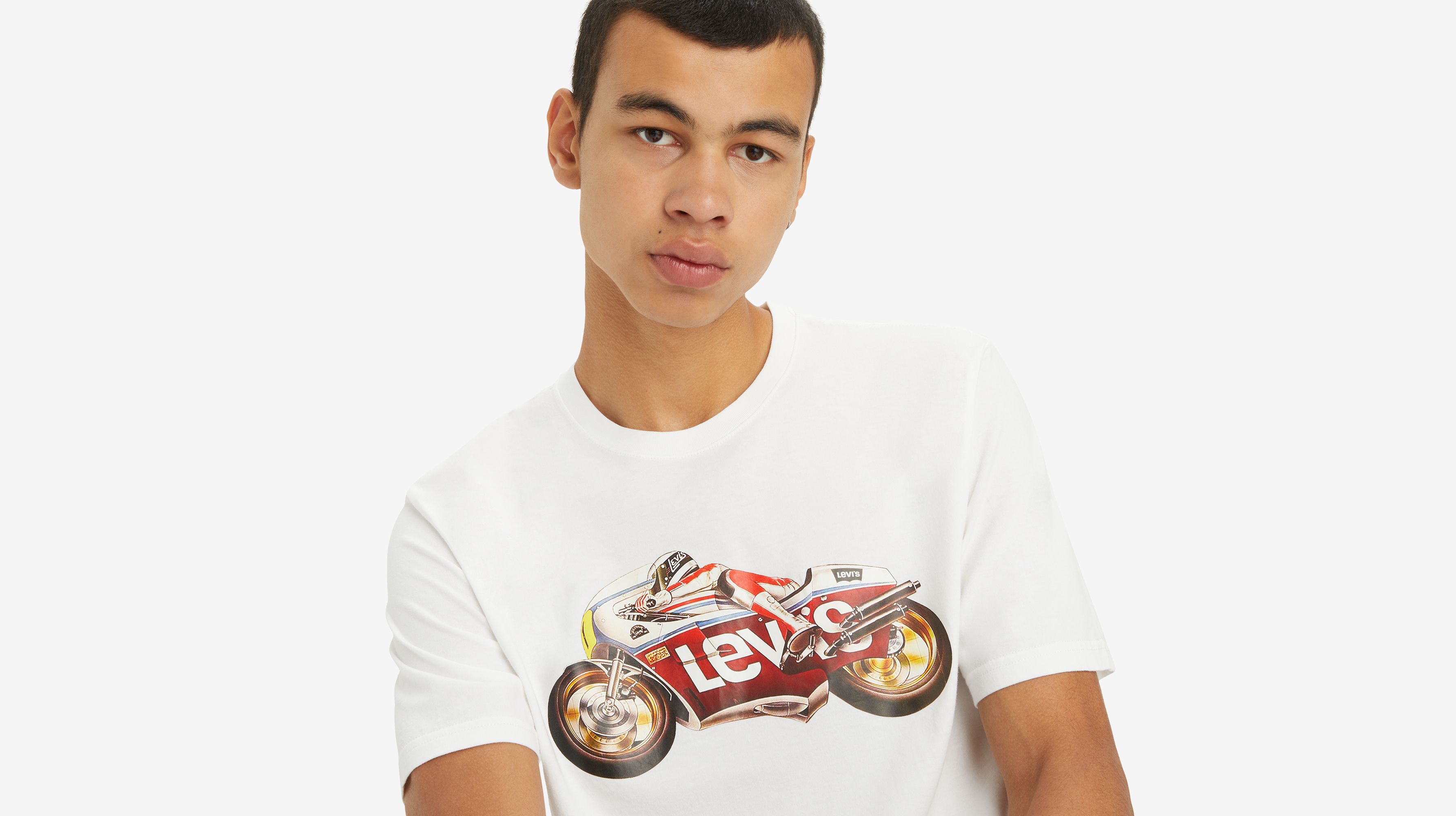 T-shirt graphique Relaxed - Batwing Motorcycle White+ - Blanc