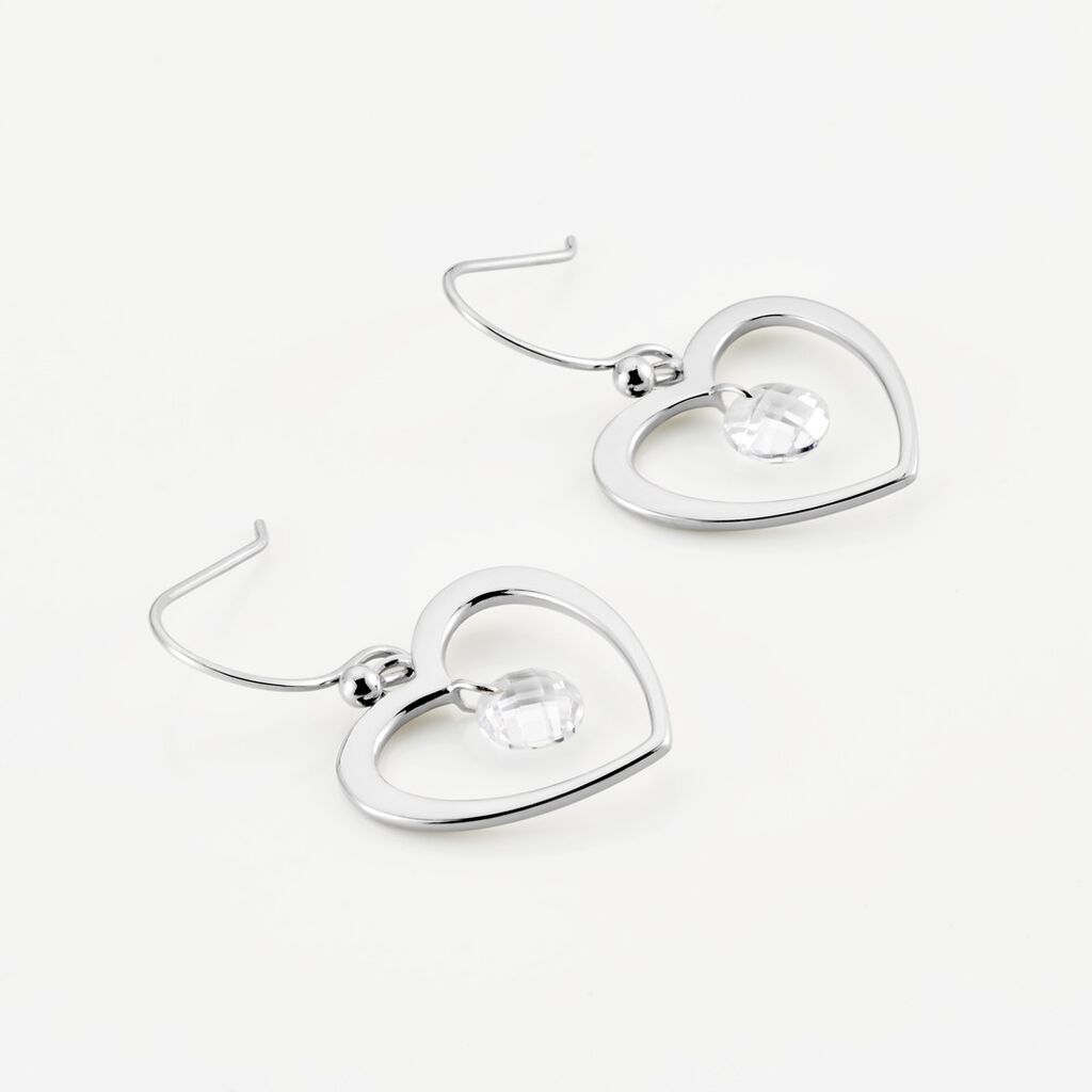 Boucles D'oreilles Pendantes Argent Blanc Armo Oxydes De Zirconium