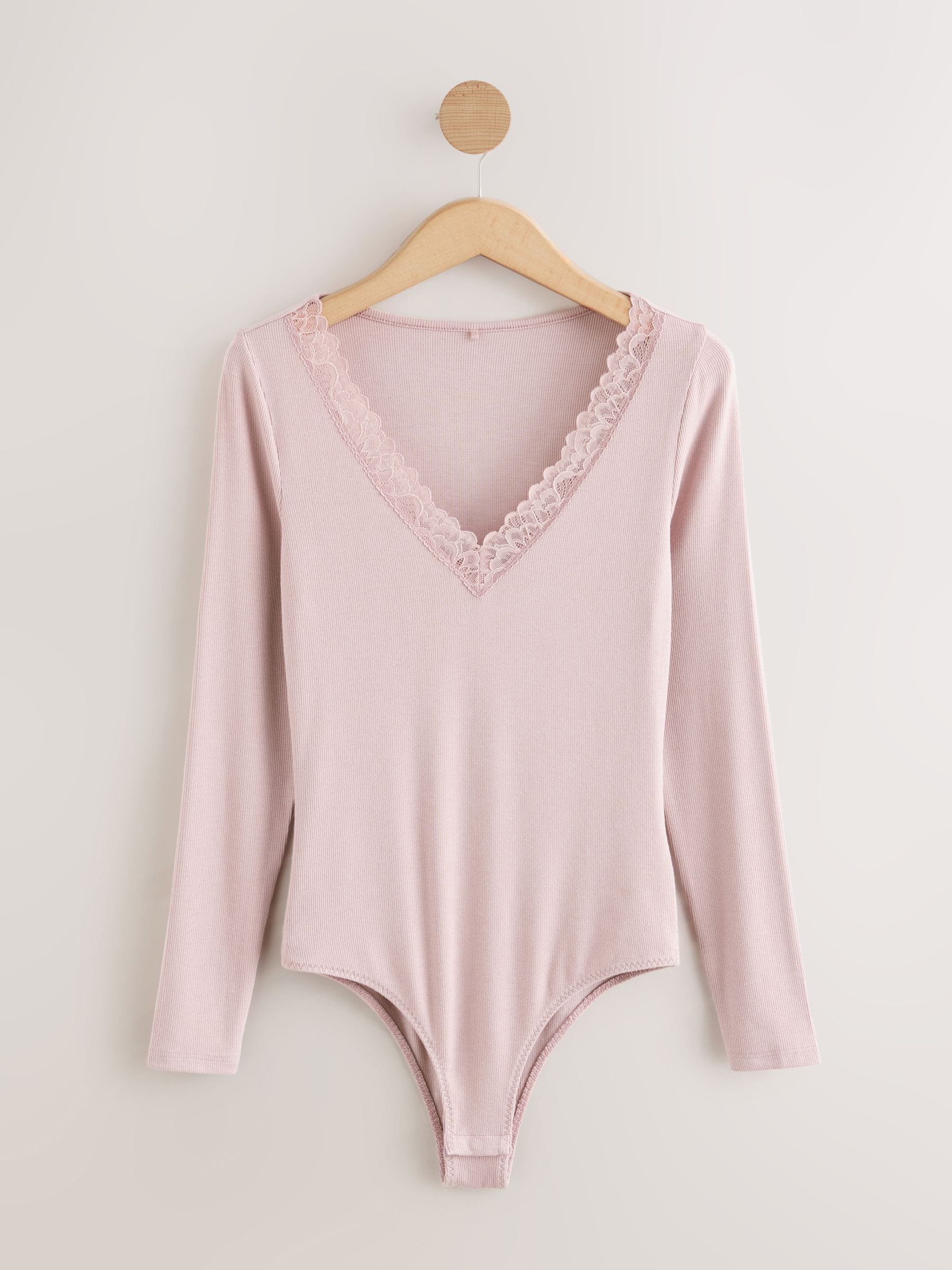 Roze - Thermische Base Layer Bodysuit met kanten afwerking