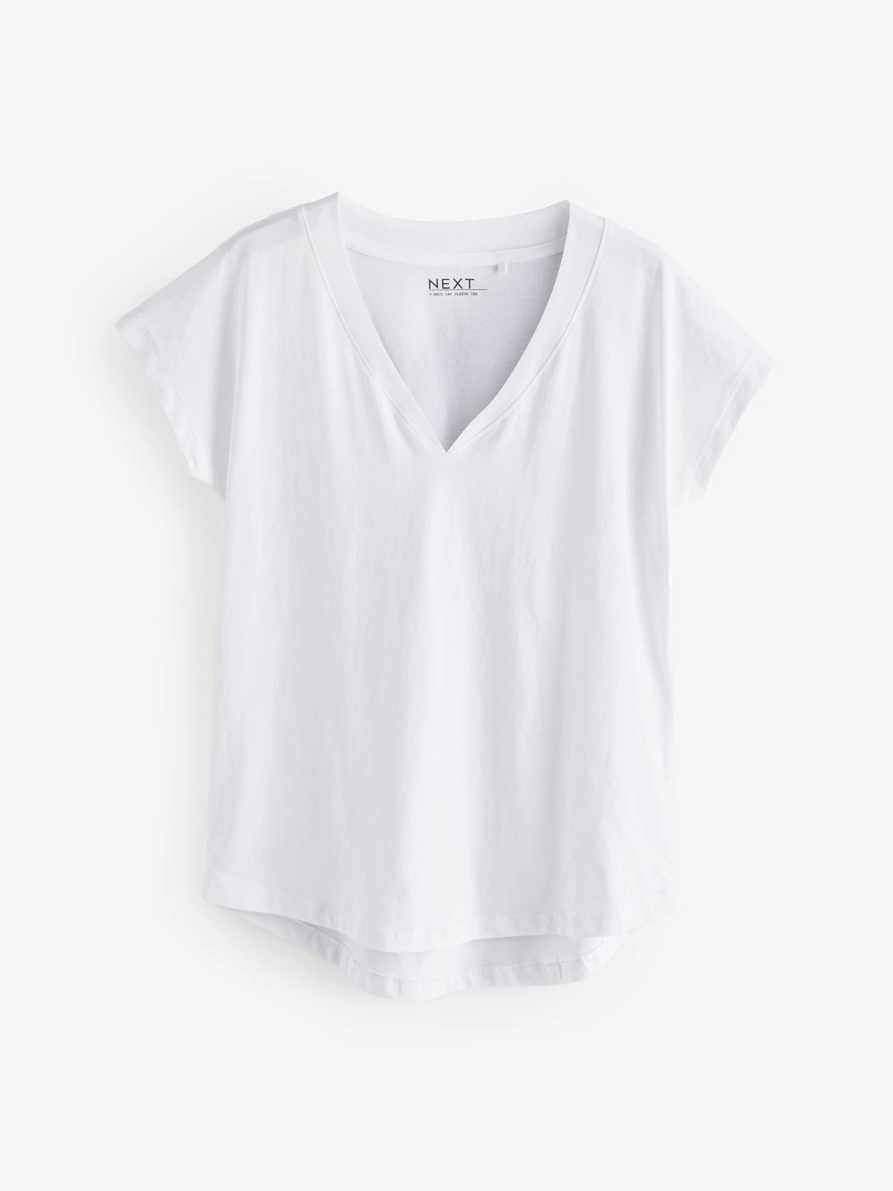 Wit/grijs/khaki/roest/bruin - Set van 5 T-shirts met V-hals en kapmouwen van 100% katoen