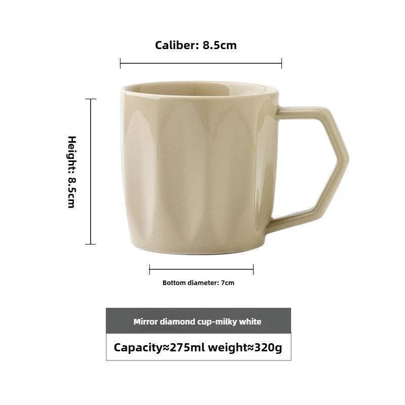 Minimal Retro Mug Cup with Anti-scald Handle | Modern Simple Design Ceramic Kitchenware