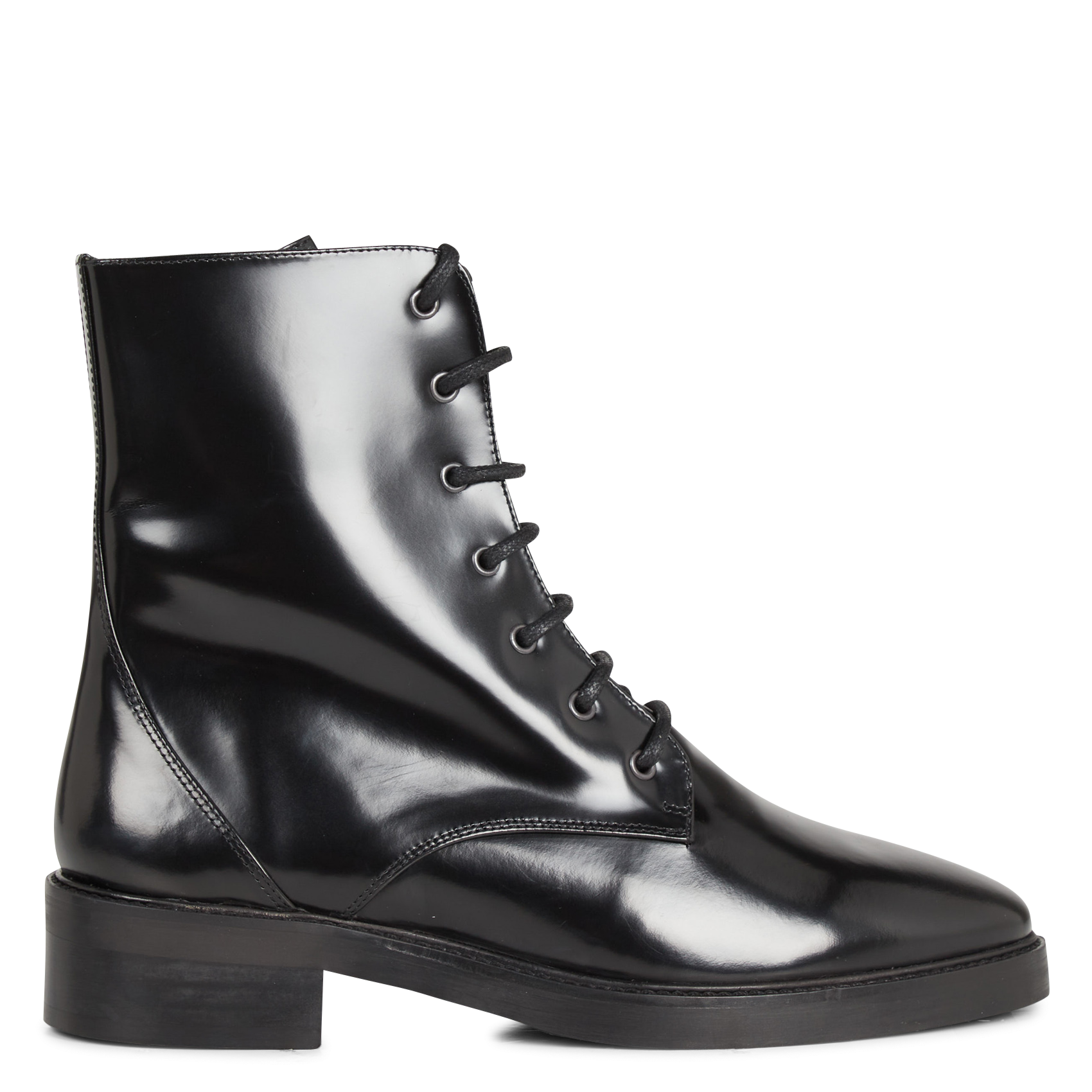 BOTTINES 499 - Bottines à lacets en cuir glacé | Noir
