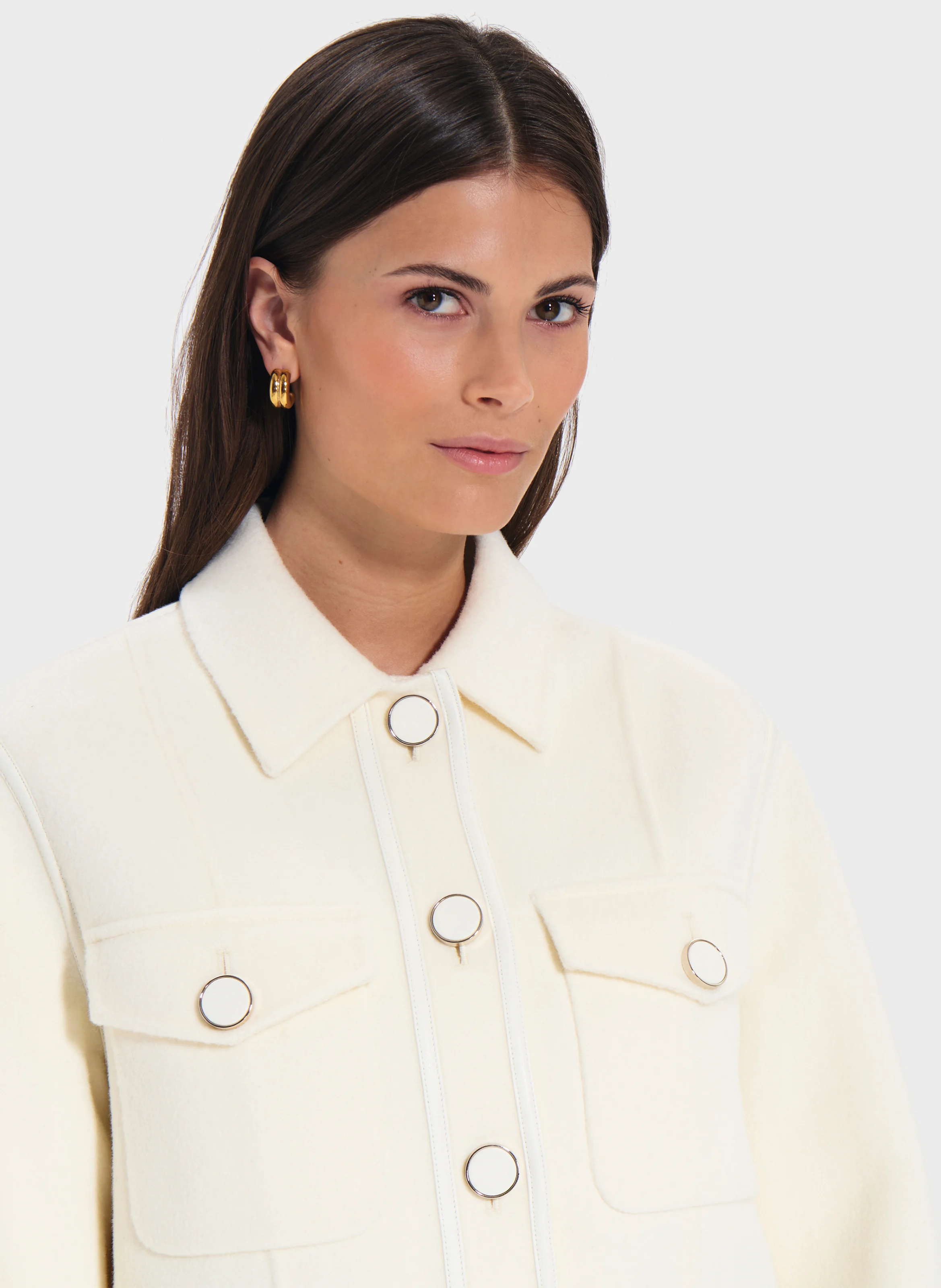 VAILLY - Veste col classe en laine mélangée | Blanc