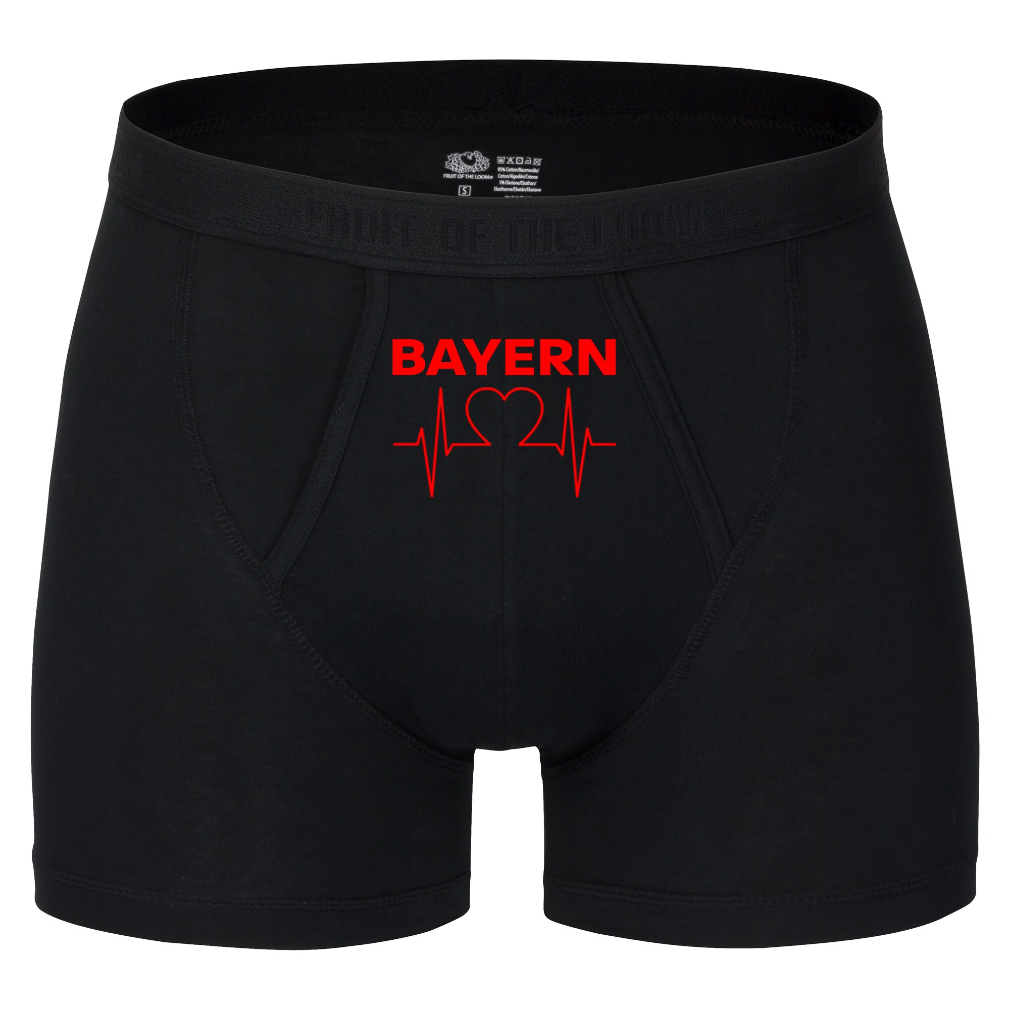 multifanshop® Herren Boxer Short - Bayern - Herzschlag - Druck rot
