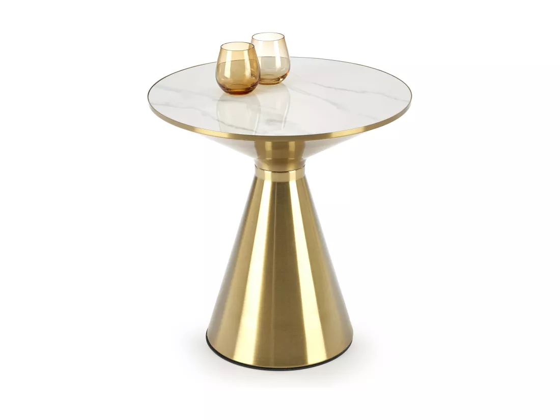 Table basse ronde 50 cm aspect marbre blanc Napoli
