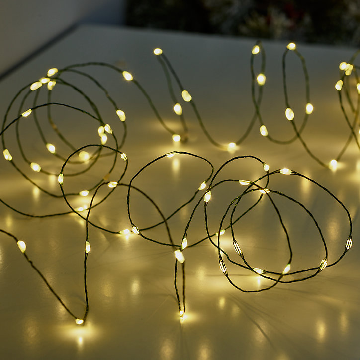 Guirlande lumineuse LED intérieure blanc froid et blanc chaud câble vert 12 fonctions 26,42 m