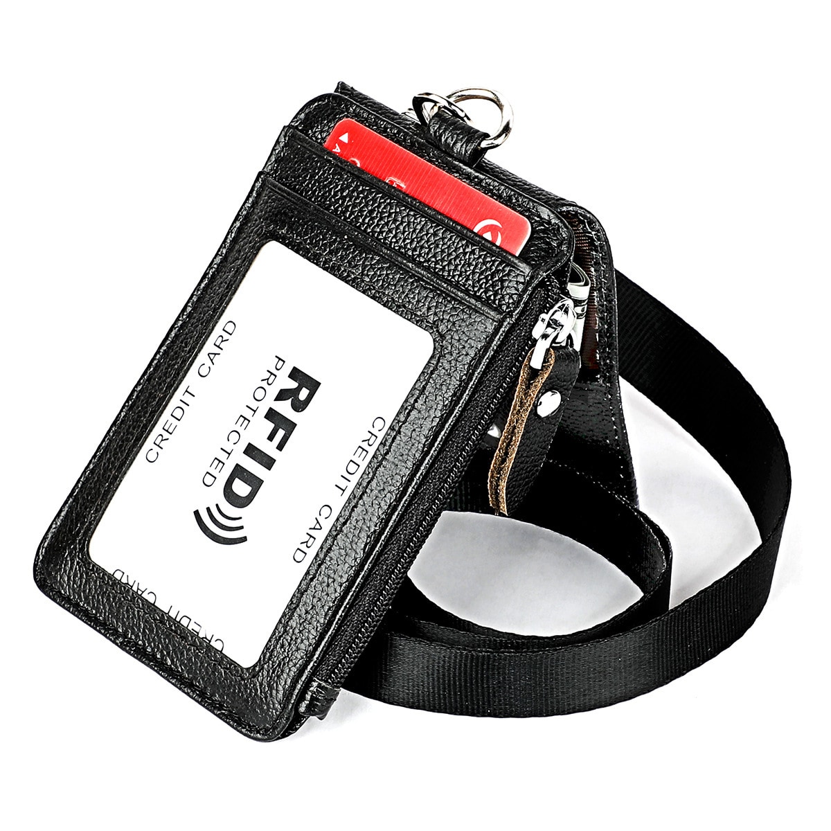 RFID kredittkortholder i ekte skinn Sort