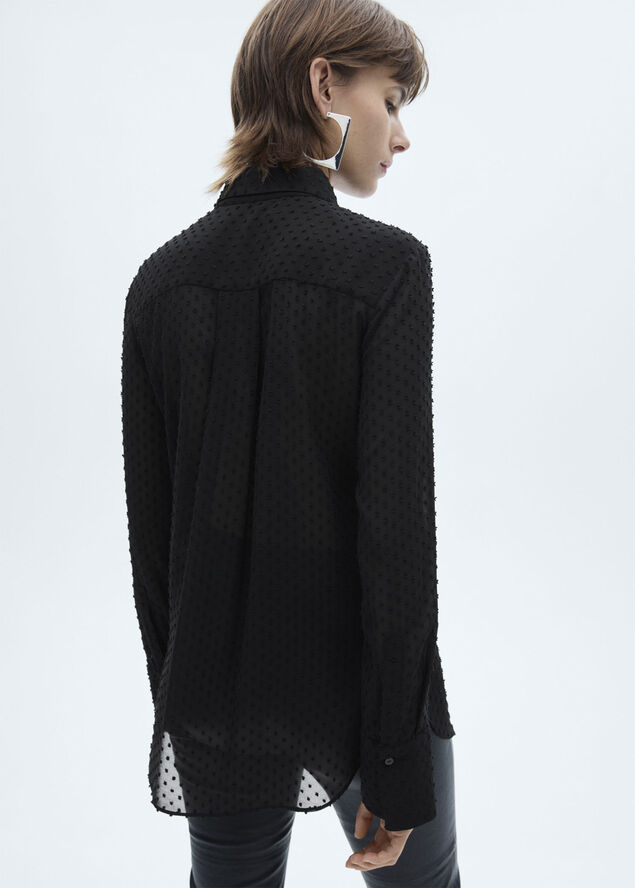 MANGO Plumeti shirt with hidden buttons Black