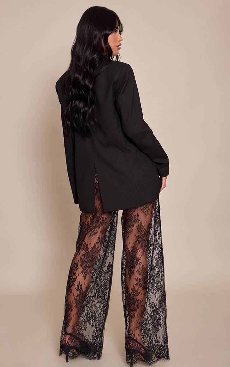 Noir Pantalon Large En Dentelle Transparente