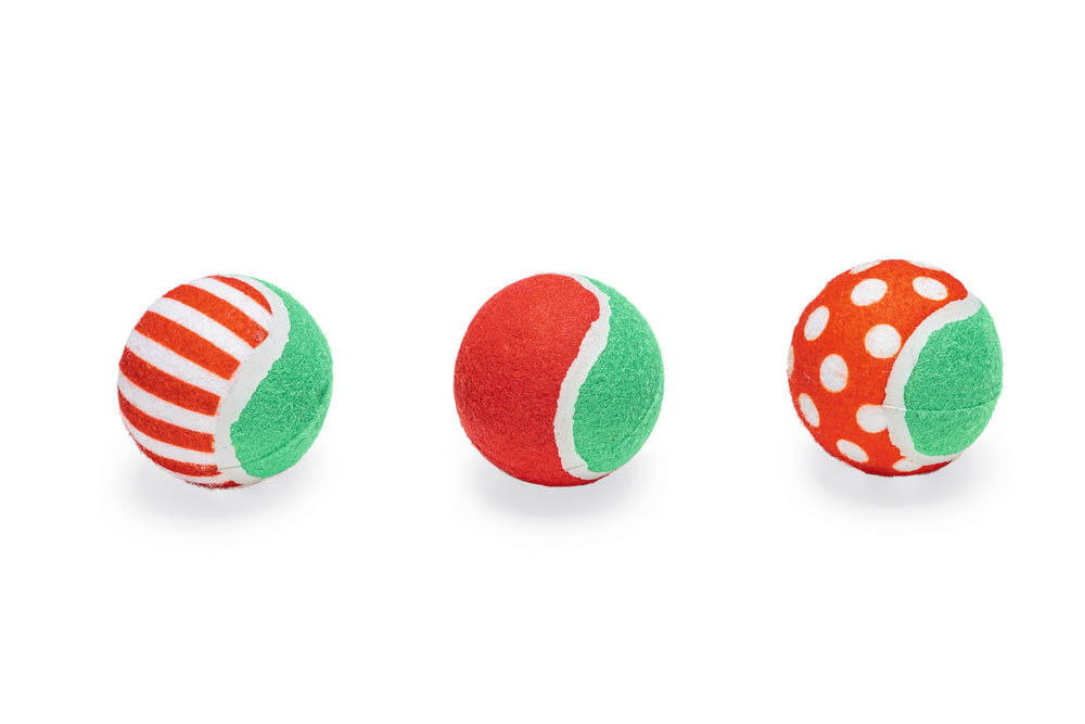 Beeztees Tennisballen - Kerst Hondenspeelgoed - Rood - 6.5 cm