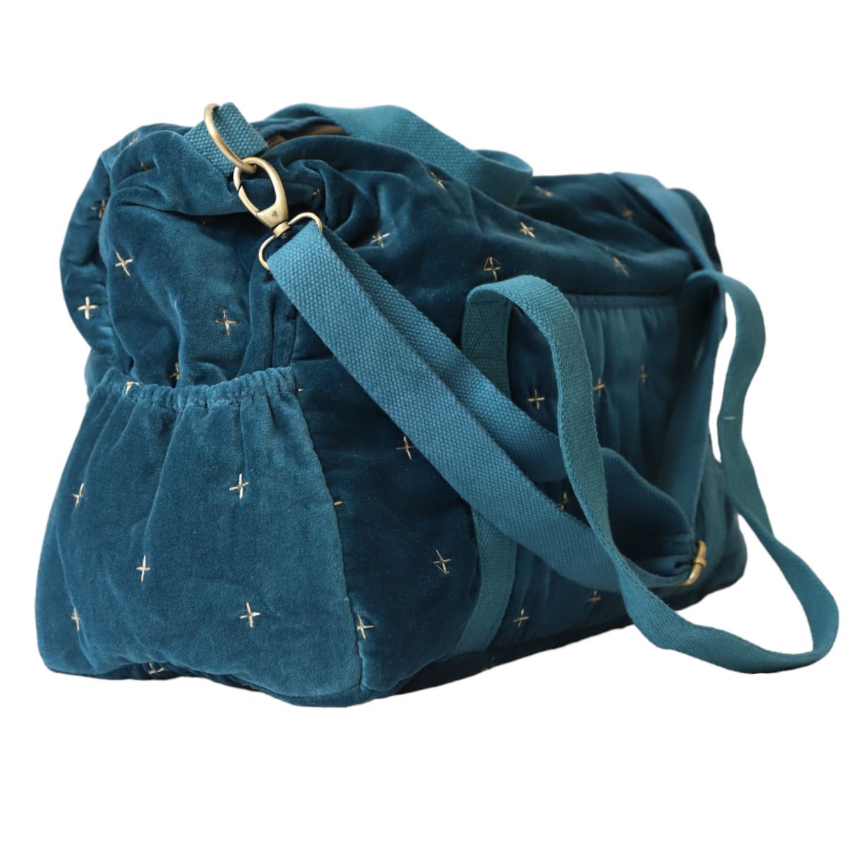 Sac à langer velours bleu Amande