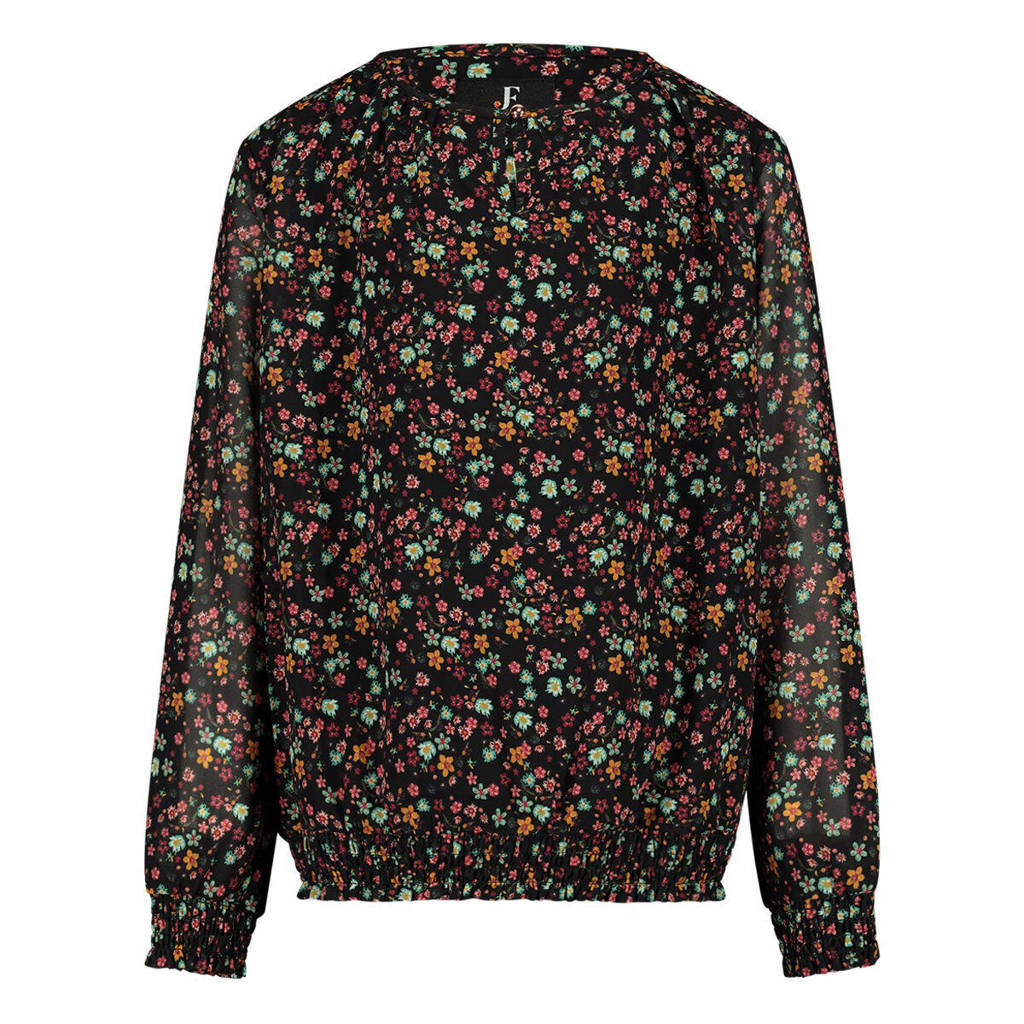 Jake Fischer top met all over print zwart/multi