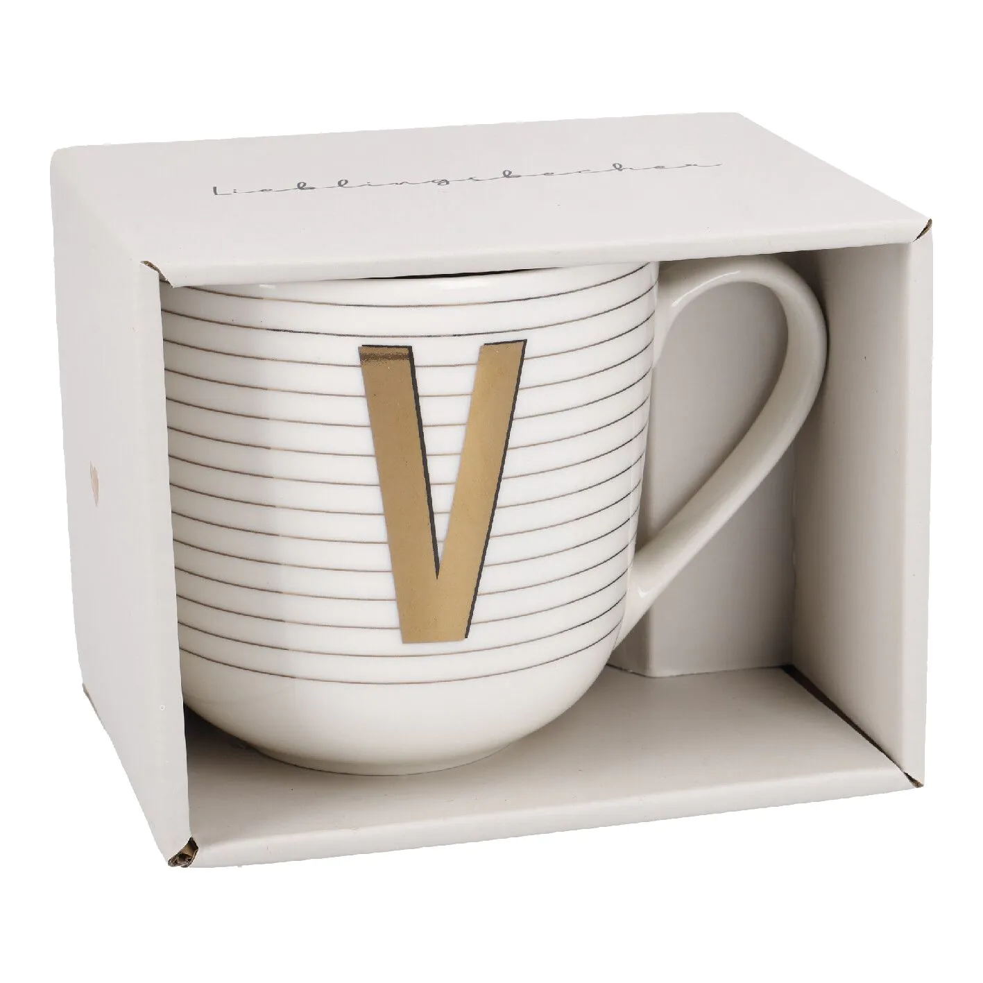 Becher mit Buchstabe V