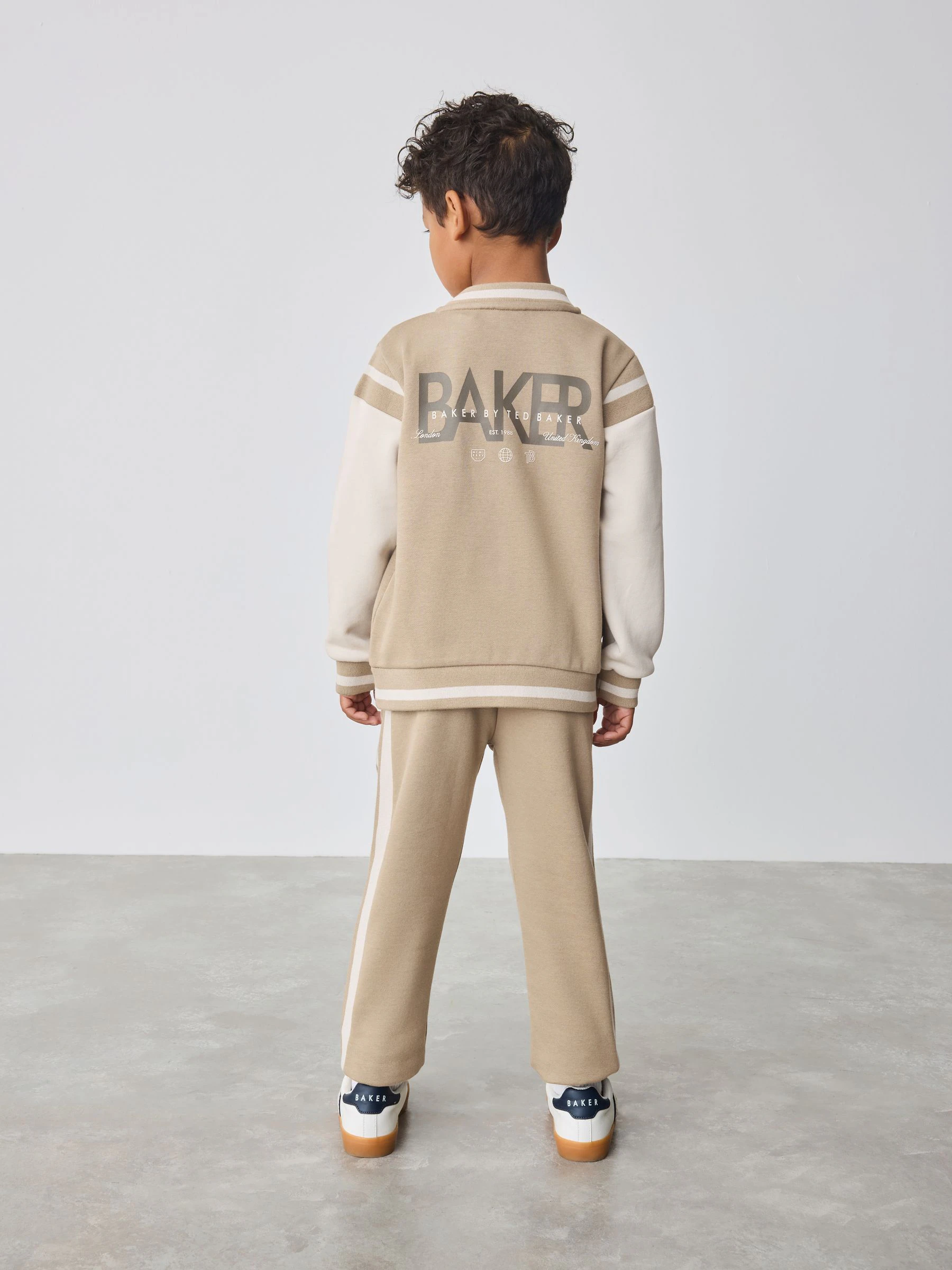 Baker by Ted Baker Stone Varsity Jacket T-Shirt and Joggers 3 Piece Set