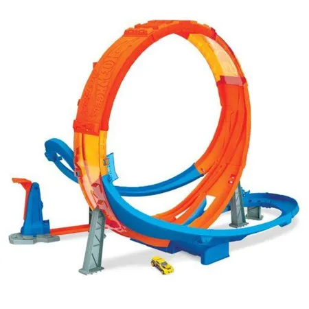 Hot Wheels Looping Crash Trackset inkl. 1 Spielzeugauto, motorisierte Autorennbahn