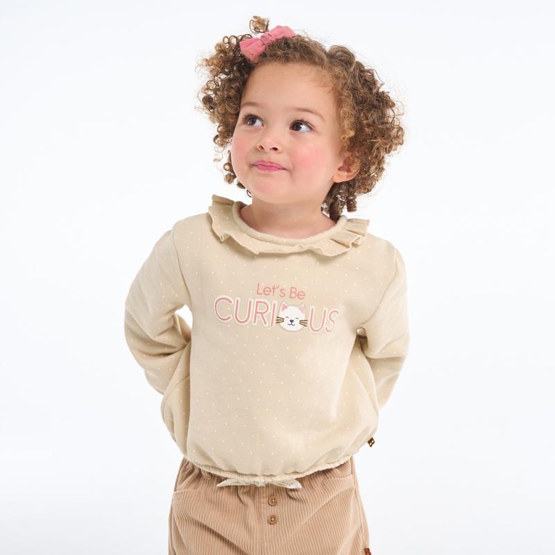 Sweat molleton chat à message blanc bébé fille Blanc