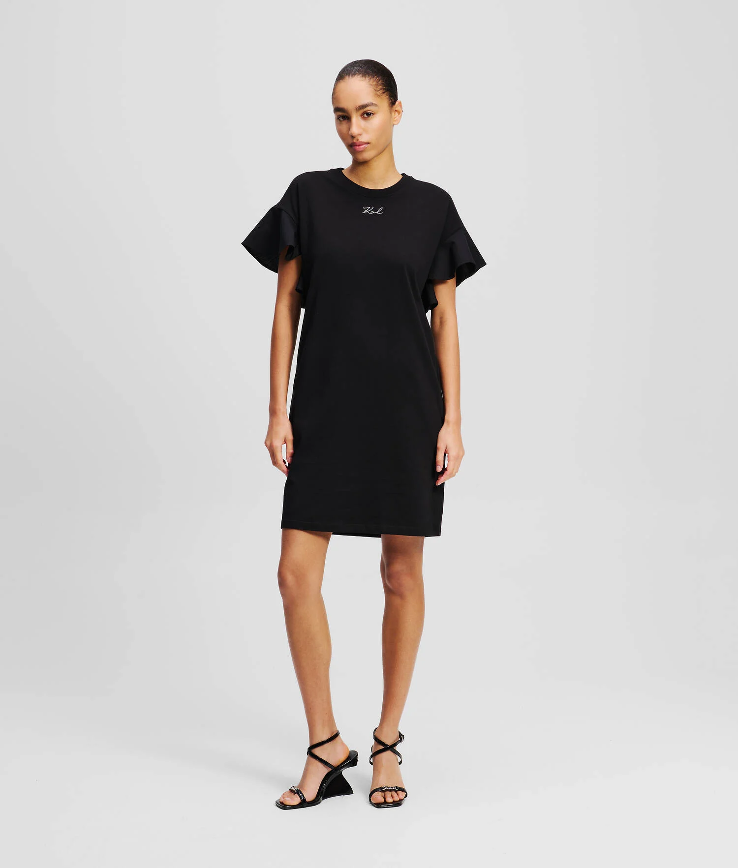 ROBE T-SHIRT EN TISSU MÉLANGÉ - Noir