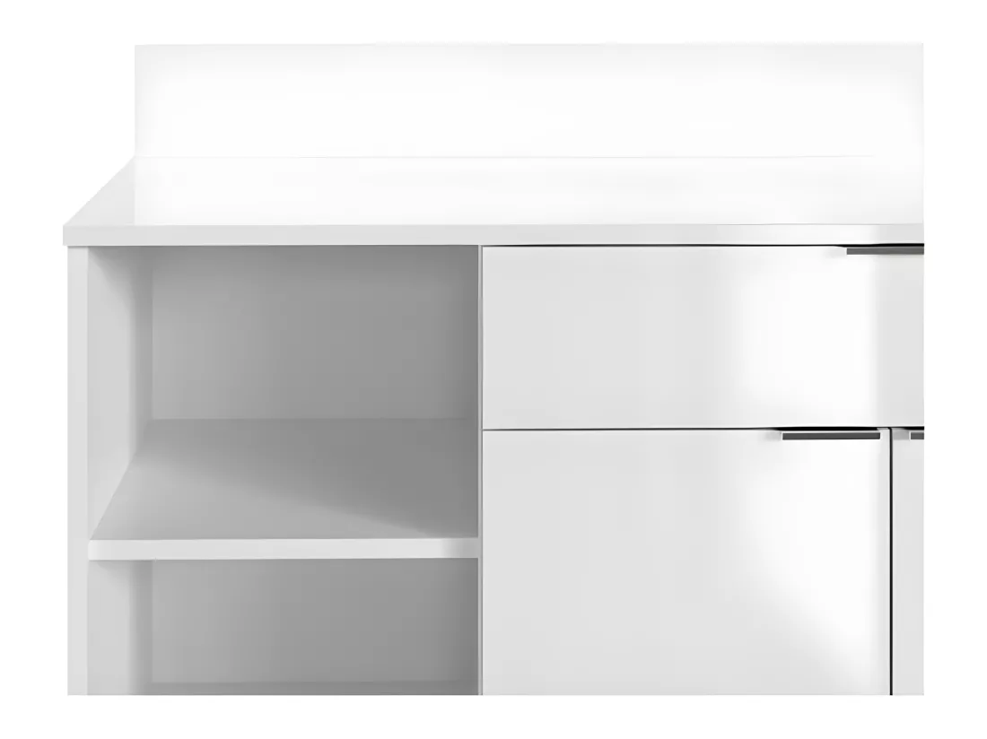 Buffet Cuisine - 2 portes + 1 tiroir - Mélaminé blanc - L 100 x P 42 x H 95 cm