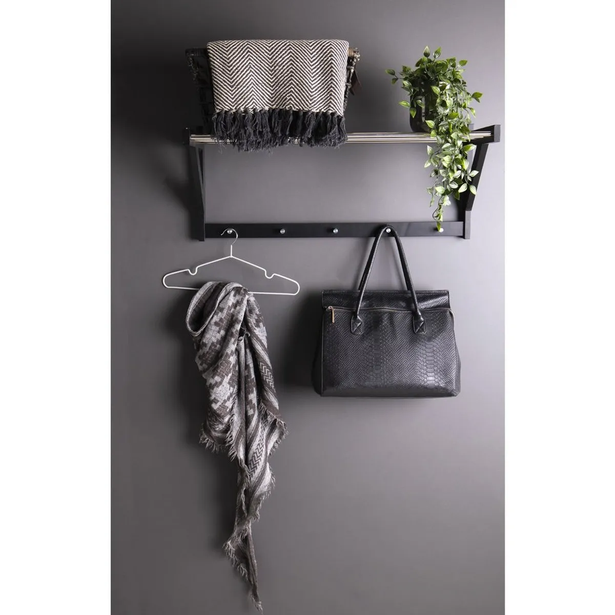 Epikasa Porte-Manteau Murale Padova - Noir Métal