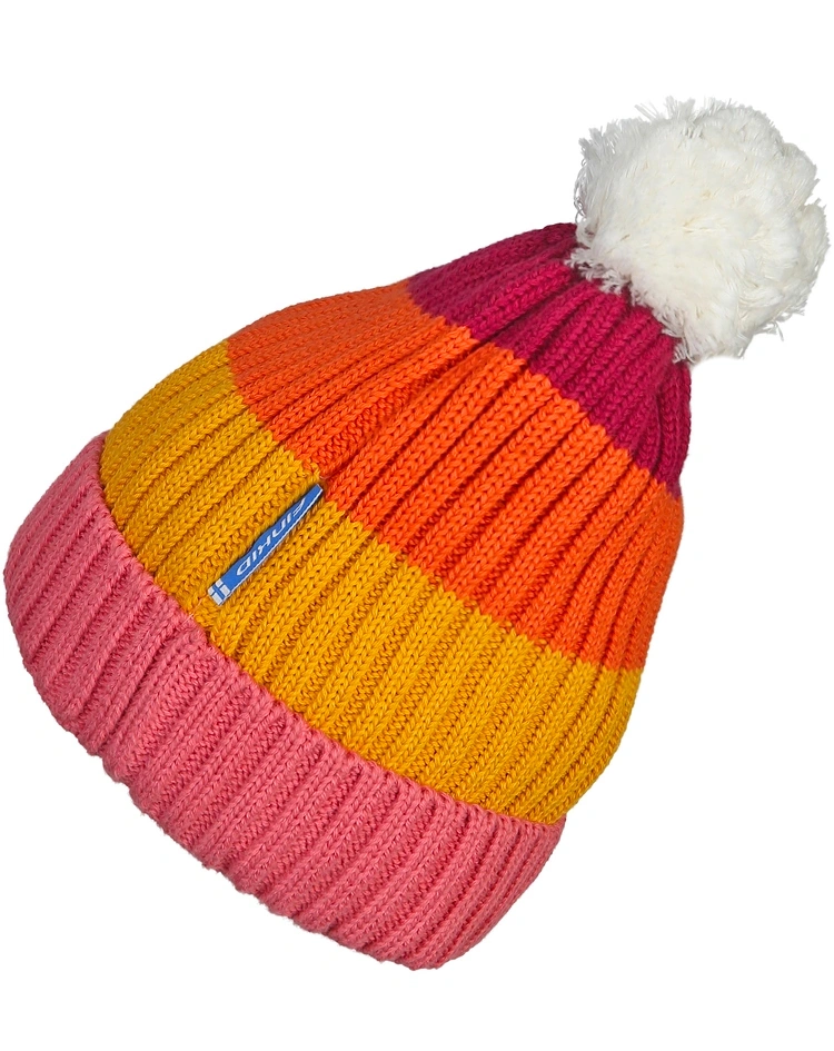 Strickmütze POMPULA in beet red/rose