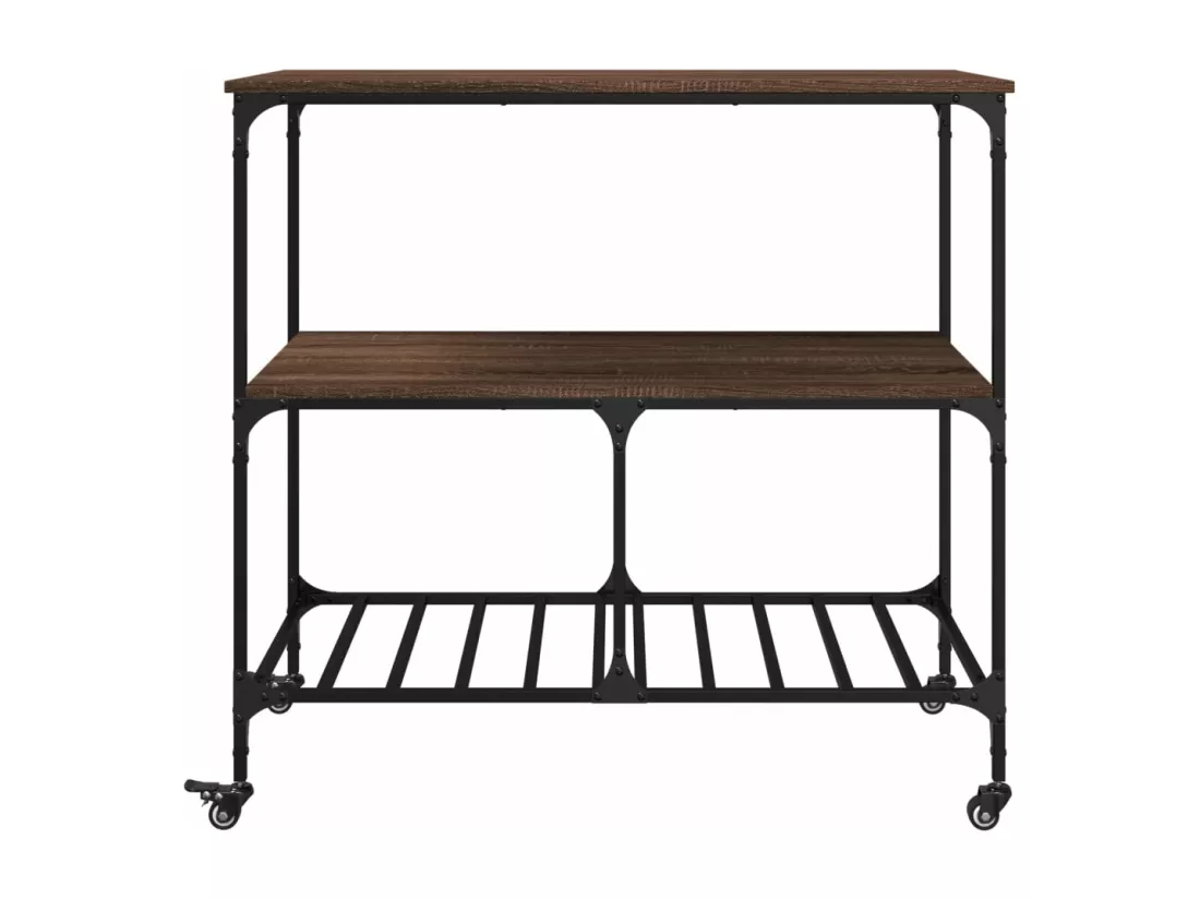 Chariot de cuisine chêne marron 100x50x95 cm bois d'ingénierie