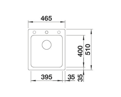 Blanco NAYA 45 spoelbak, 465 x 510 mm, zacht wit, 527126