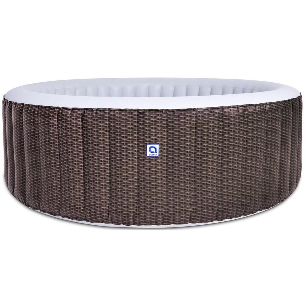 (Ø175cm) 800L NICE Aufblasbarer Whirlpool Jacuzzi Spa Becken Sprudelbad mit Rattan Optik - Braun