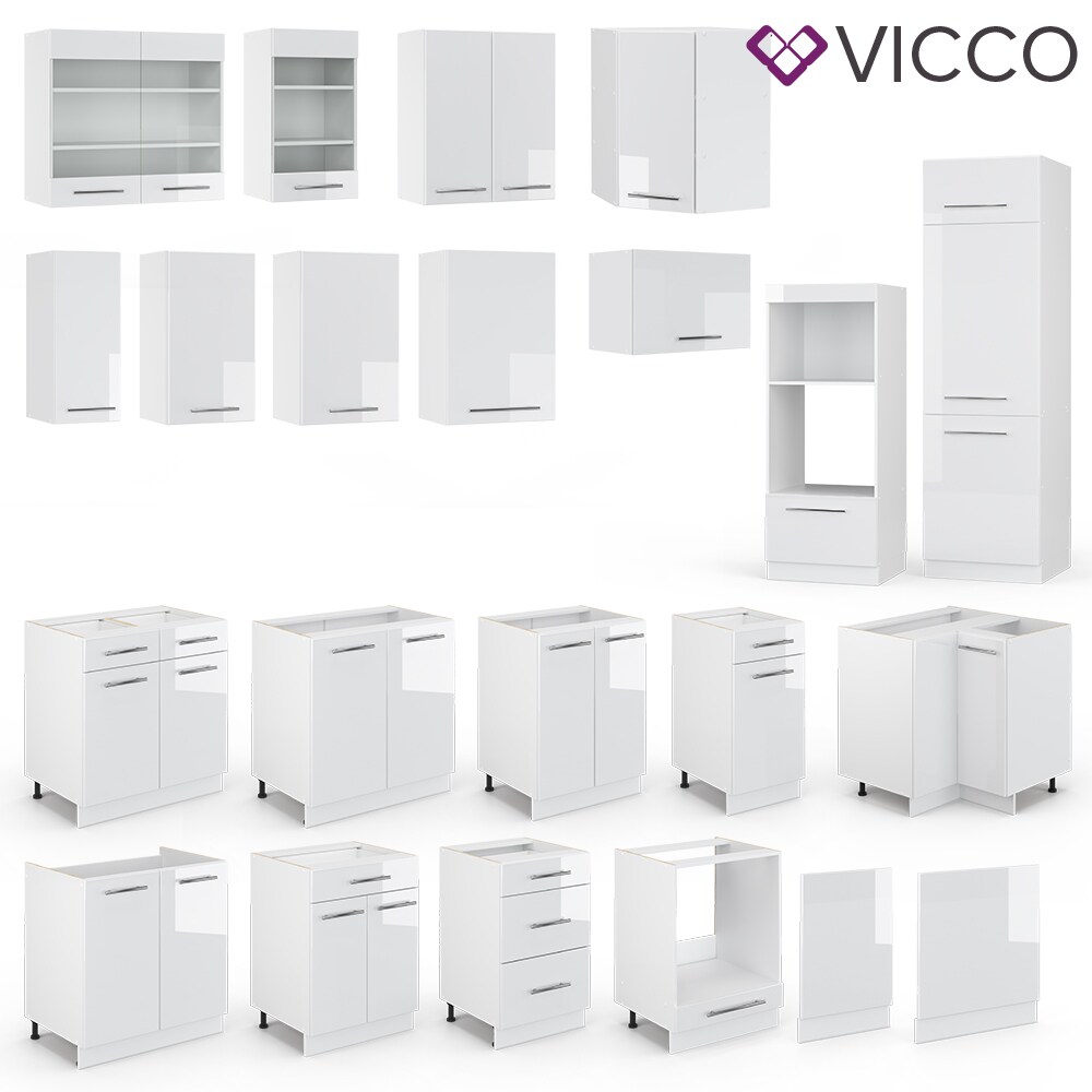 VICCO Eckunterschrank 87 cm Weiß Küchenzeile Unterschrank Fame