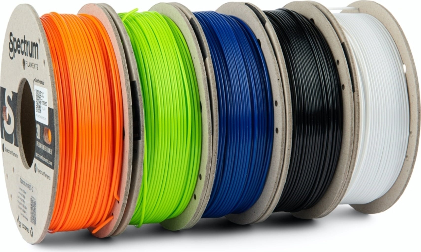 Spectrum  5er-Set PET-G Premium, 1,75 mm (1.250 g)    Filamente auf ökologischen Pappspulen