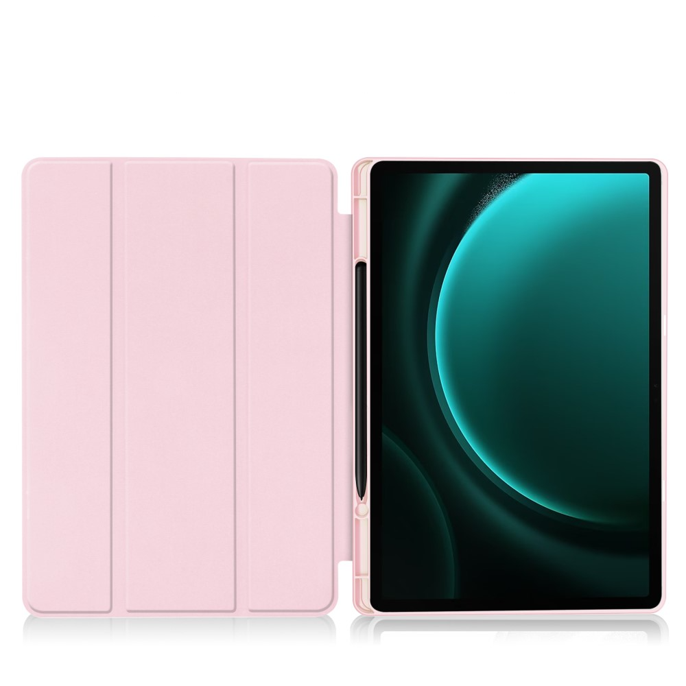 Samsung Galaxy Tab S9 FE  Plus Leder Tasche Smart Cover Hülle S-Pen Halterung - Rosa