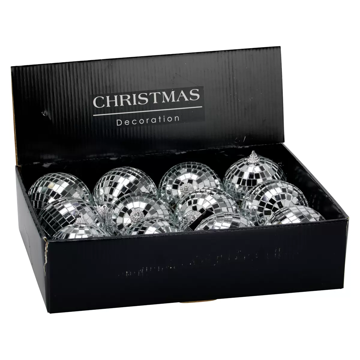 Weihnachtskugel Disko XMAS Silber