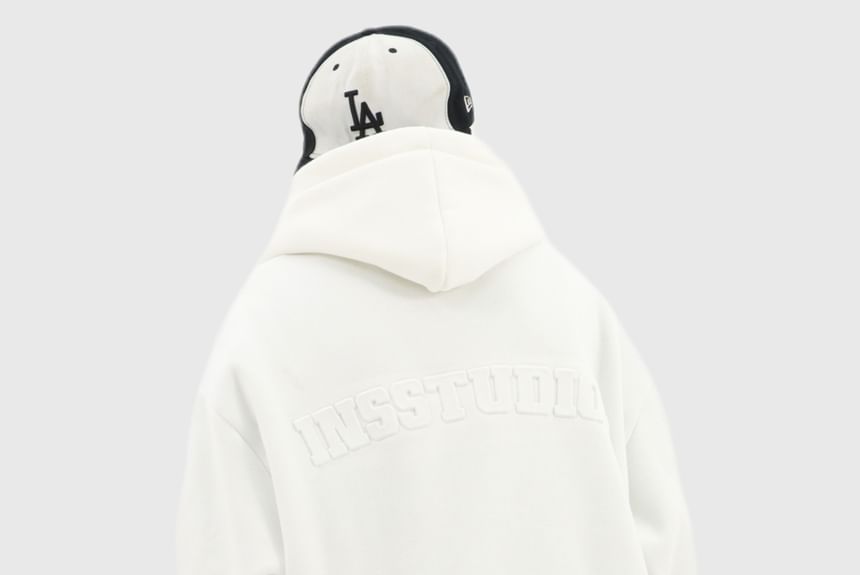 Banash - Fleecegevoerde hoodie met rits en letters