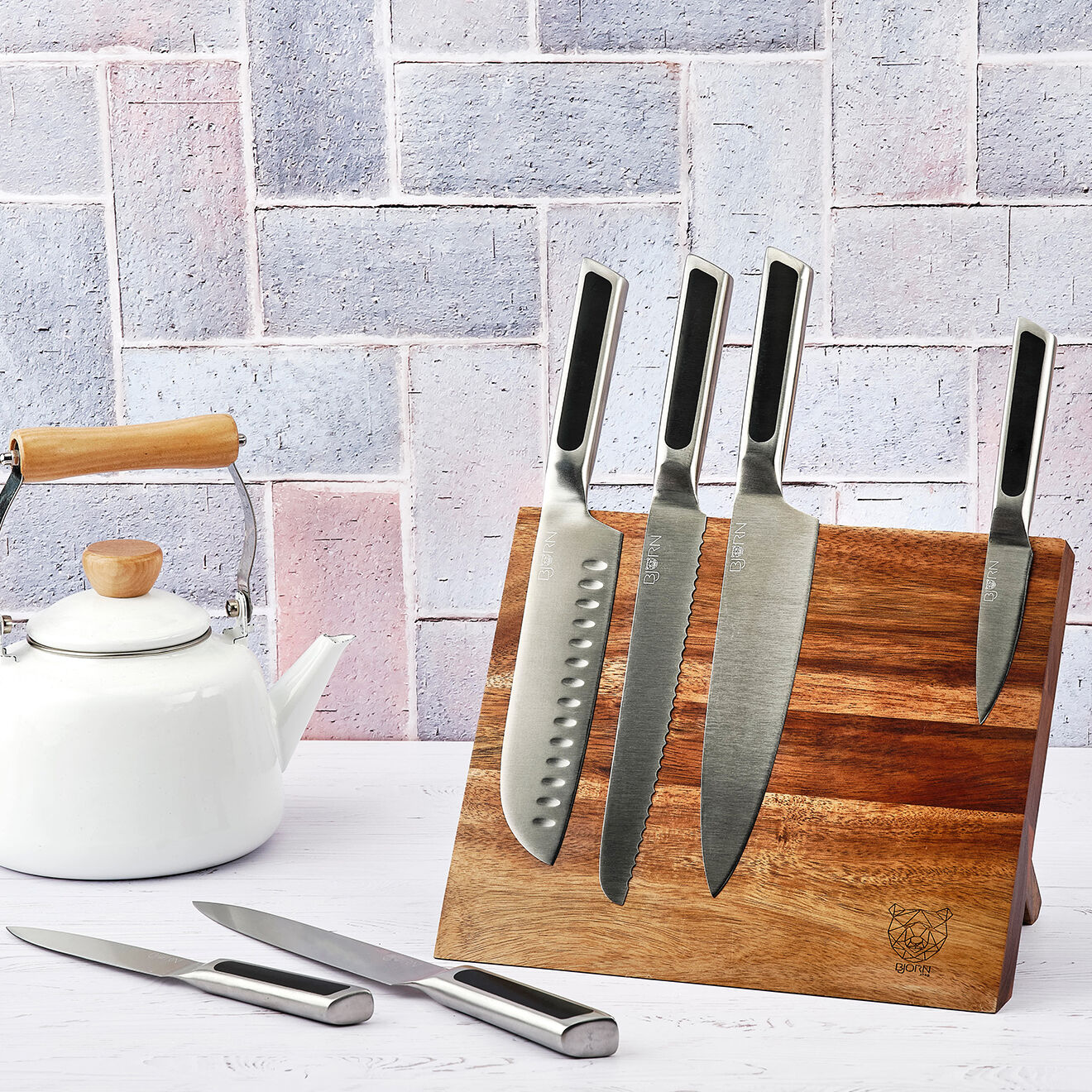 Bjorn Bloc avec couteaux de cuisine Loki Vantaa inox mat - 7 pièces