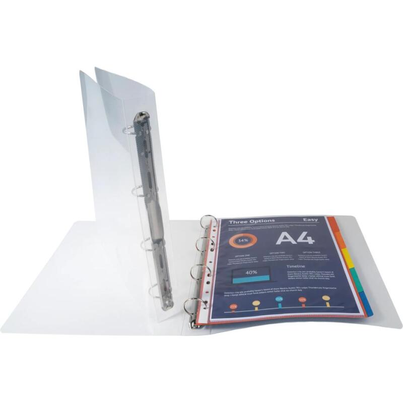 Classeur 4 anneaux plastifié Exacompta Crystal A4 maxi - Dos 4 cm transparent