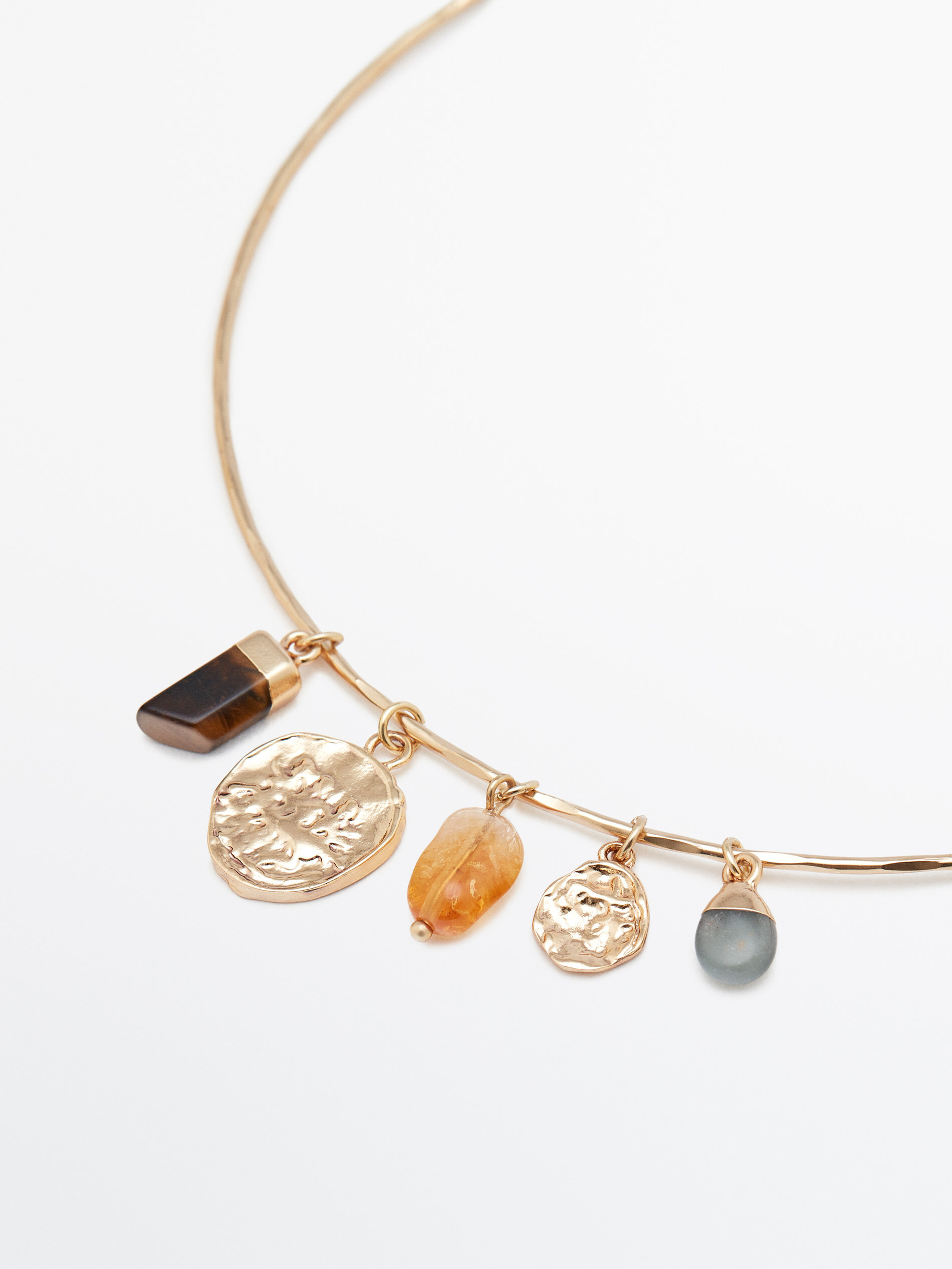 Colar gargantilha com detalhes banhados a ouro - DOURADO